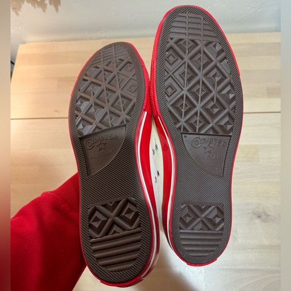 CONVERSE X COMME DES GARCONS PLAY ALL STAR CHUCK '70 HI RED SOLE - WHITE - Picture 3 of 4